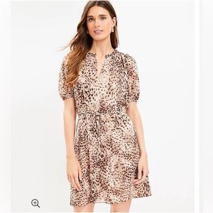 NWT Loft Animal print ruffle dress Size Large